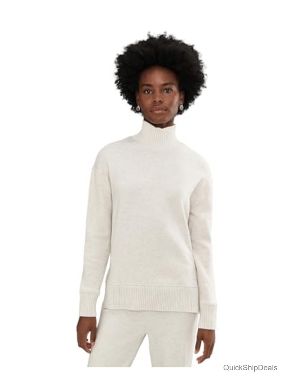 Funnel Neck Pullover Sweatshirt Cozy Knit Long Sleeve
